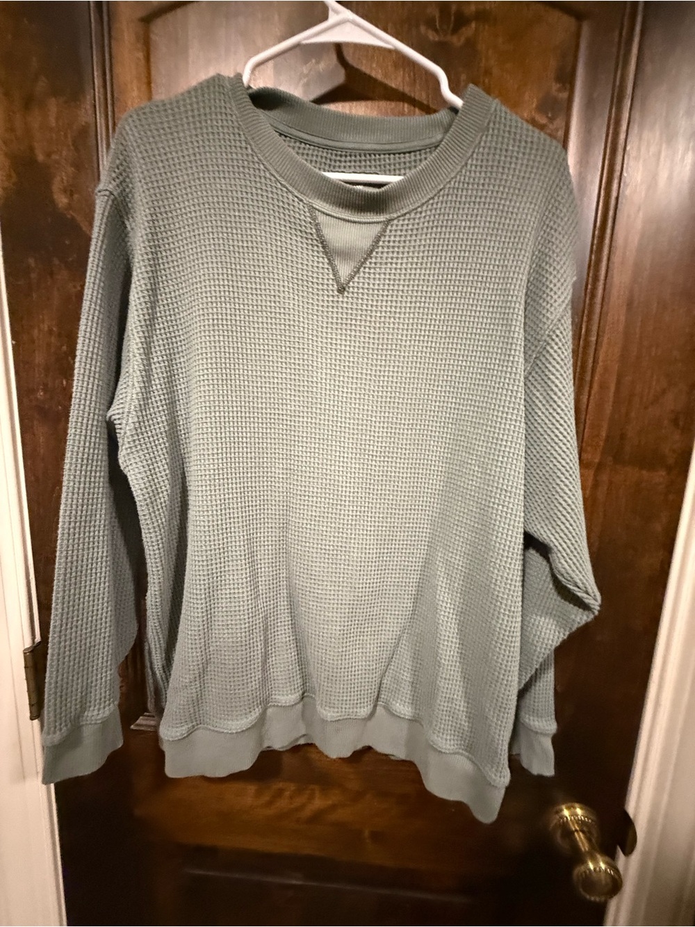 AERIE green waffle knit sweatshirt